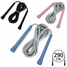 Скакалка MS 4797 290см, ПВХ, ручки-пластик, 3 цвета, в пакете, 13-17-2см