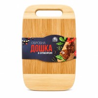 Доска 8862 разделочная бамбуковая с отверстием 25*15*1,6см.
