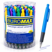 Ручка пулька. авт. 8201 Buromax прозрачный корпус 0,7мм (50шт)
