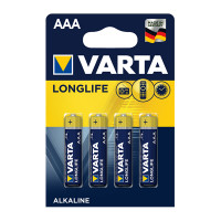 Батарейка Varta Longlife Alkaline сине-золотые ААА R03 блистер 4шт 5072, 40шт /бл