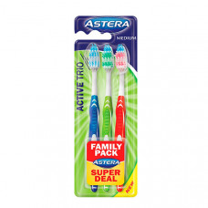 Зубні щітки ASTERA Active TRIO Medium 1+1+1  144шт/ящ