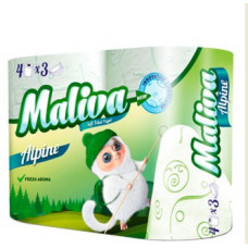 Туалетний папір Maliva Alpine аромат. тришаровий Альпійський луг (17м) 4рул/уп 14шт/ящ