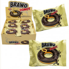 Кекс BRAWO DONAT ШОКОЛАД з начинкою в какао-молочній глазурі 40г, 24шт/уп. 144шт/ящ