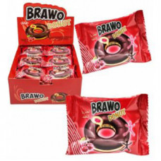 Кекс BRAWO DONAT ВИШНЯ з начинкою в какао-молочній глазурі 50г, 24шт/уп. 144шт/ящ 8691720020267