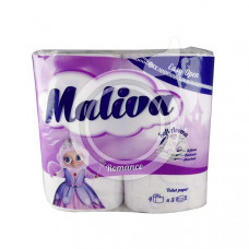 Туалетная бумага Maliva Romance аромат. трехслойный Цветочный (17м) 4рул / уп 14шт / ящ