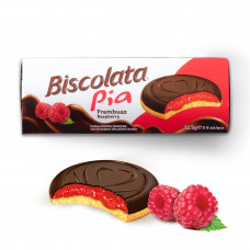 Печиво Biscolata Pia Raspberry з малиновою начинкою та чорним шоколадом 100гр 24шт/бл