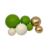 Украшение для торта набор "Сферы зеленые-белые-золотые" 7шт/8уп/ящ