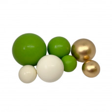 Украшение для торта набор "Сферы зеленые-белые-золотые" 7шт/8уп/ящ