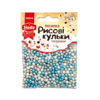 Посипка рисові кульки глазуровані мікс Срібно-білий-золотий 50гр Р3226