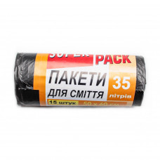 Пакеты для мусора 35л (15шт) Super Pack