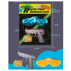 Пистолет 7800-2 стреляет резинками,очки,2 цвета,лист
