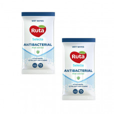Вологі серветки Ruta Selecta Antibacterial 15шт з екстрактом алое