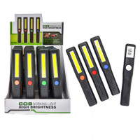 Фонарик №320 пластик, на 3 бат. ААА, COB LED +магнит 24шт/уп
