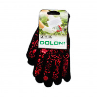 Рукавиці жіночі з кольор.ПВХ чорні з малюнком 10шт/уп 711